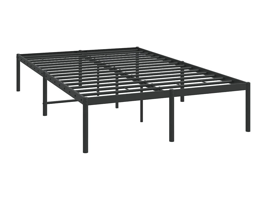 Cadre de lit métal sans matelas noir 120x190 cm