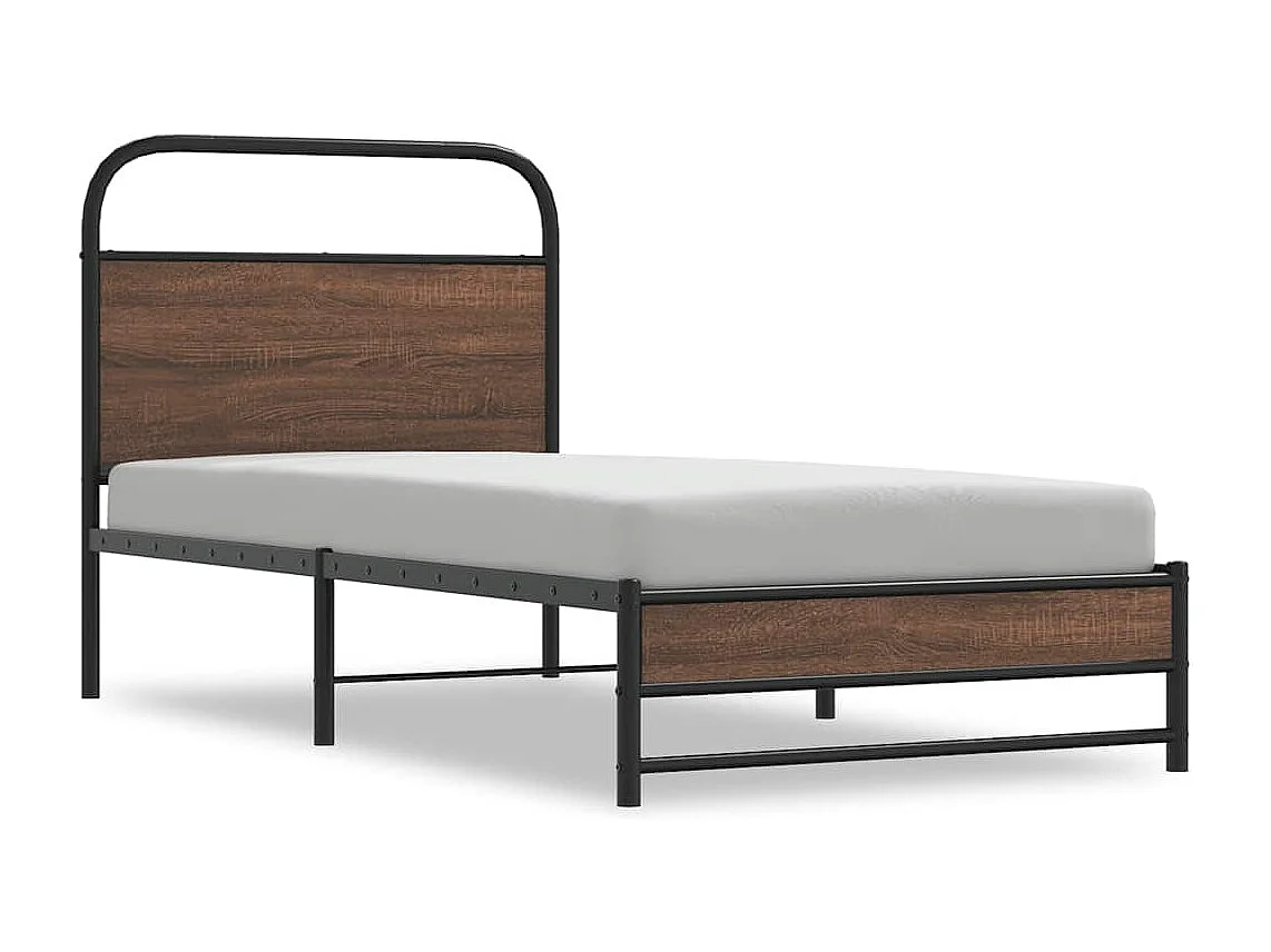 Cadre de lit sans matelas 90x190cm chêne marron bois ingénierie