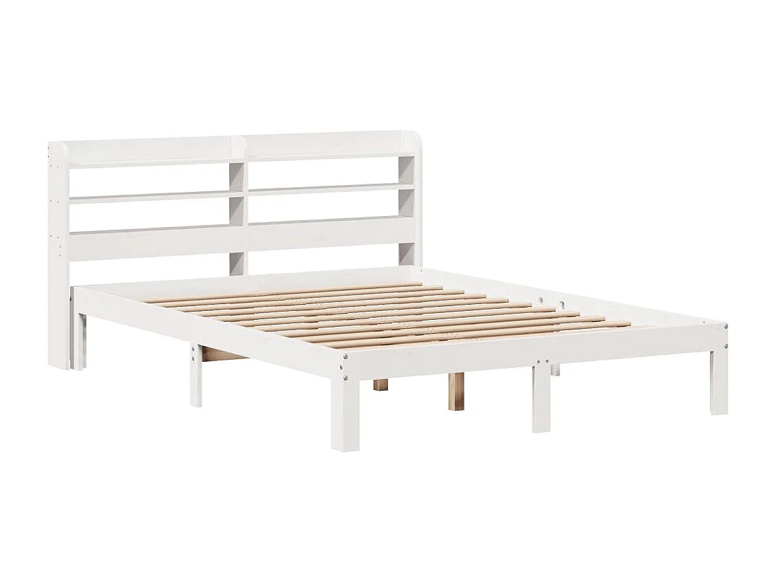 Cadre de lit avec tête de lit sans matelas blanc 140x190 cm