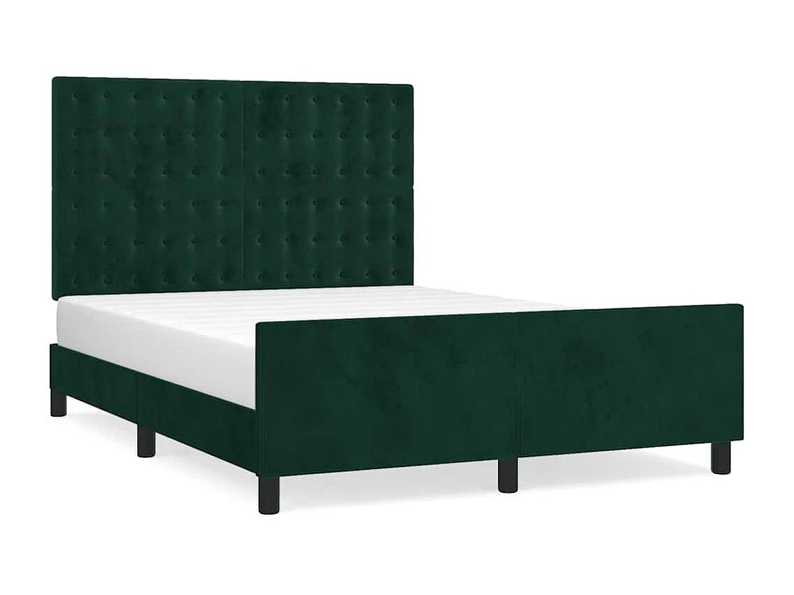 Cadre de lit sans matelas vert foncé 140x190 cm velours