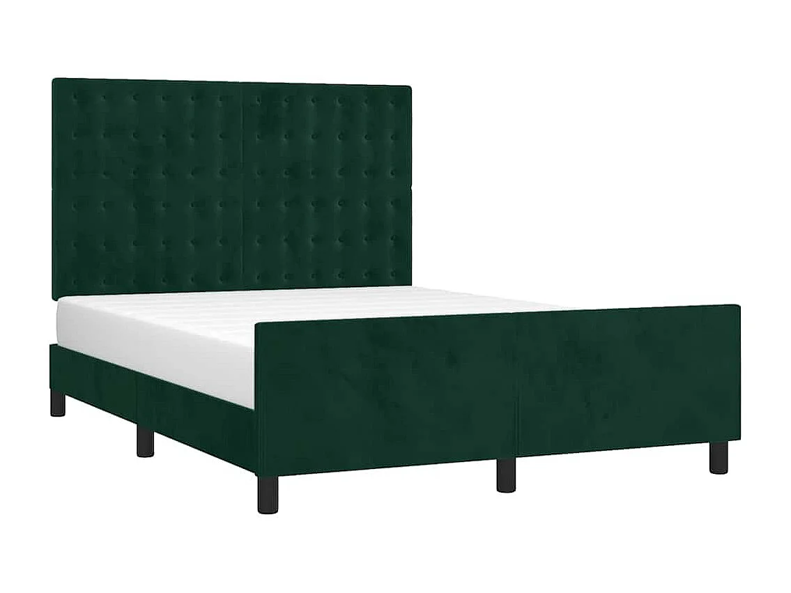 Cadre de lit sans matelas vert foncé 140x190 cm velours