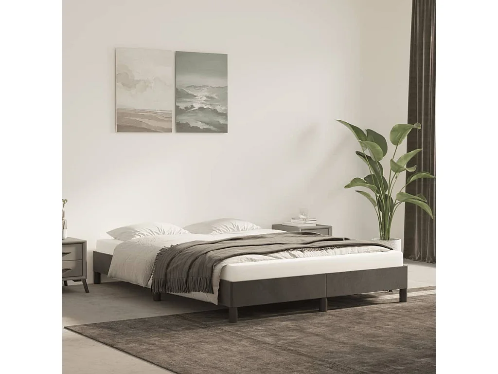 Cadre de lit sans matelas gris foncé 140x190 cm velours