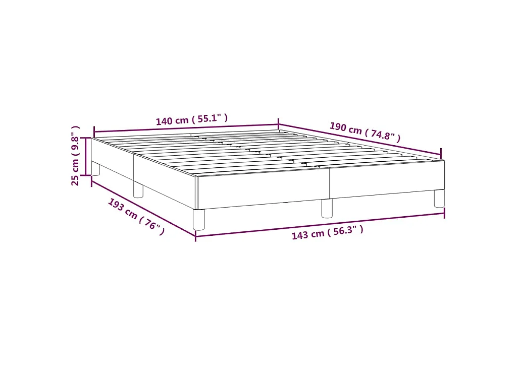 Cadre de lit sans matelas gris foncé 140 x 190 cm en velours