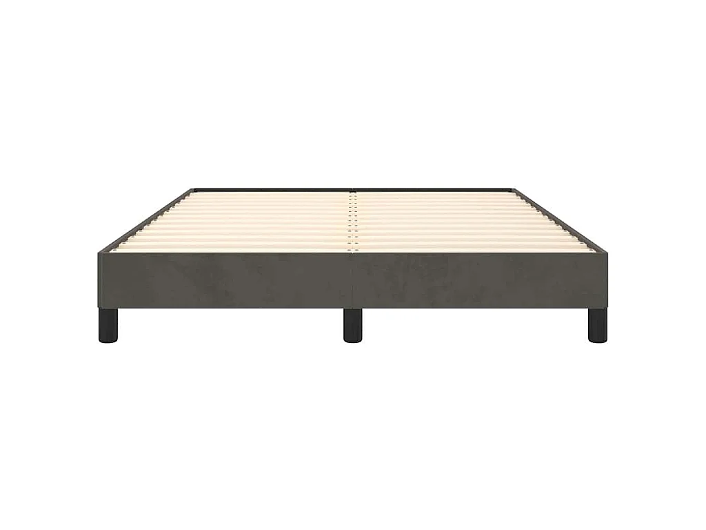Cadre de lit sans matelas, velours, gris foncé, pour la chambre, 140 × 190 cm