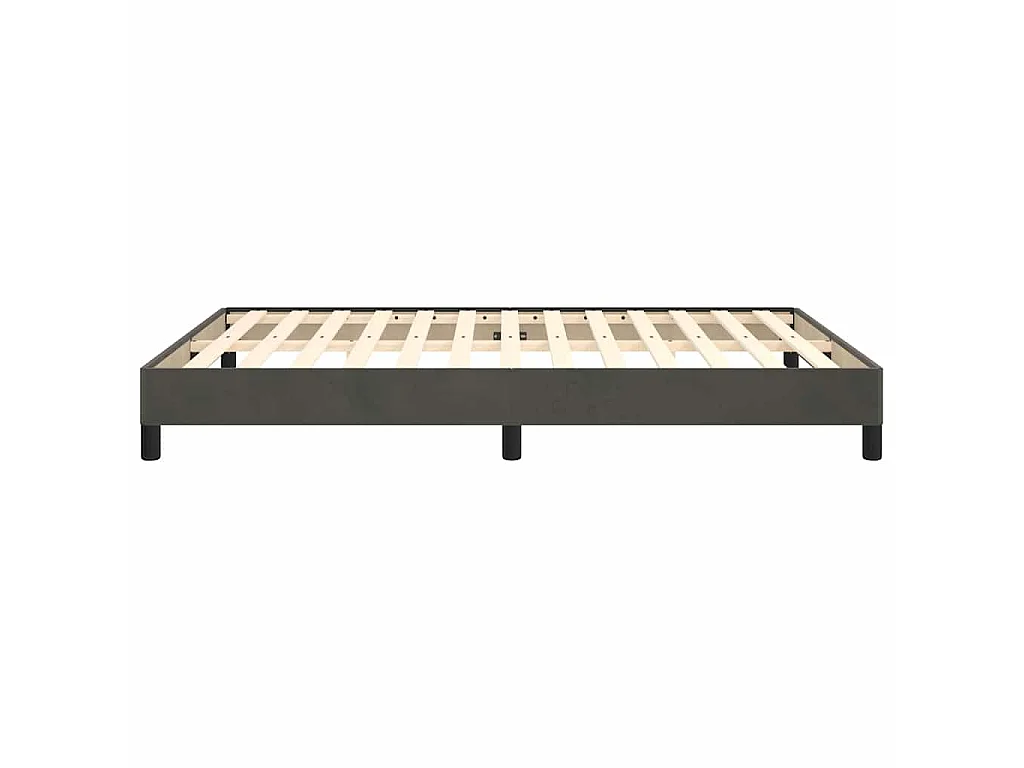Cadre de lit sans matelas, velours, gris foncé, pour la chambre, 140 × 190 cm