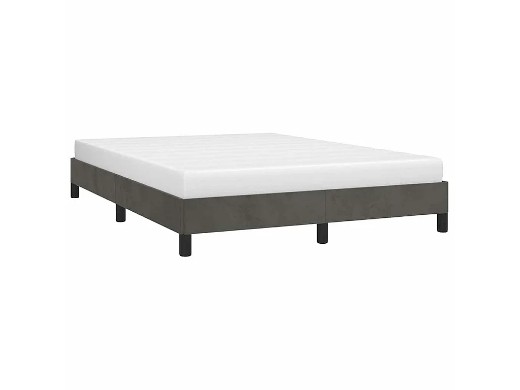 Cadre de lit sans matelas, velours, gris foncé, pour la chambre, 140 × 190 cm