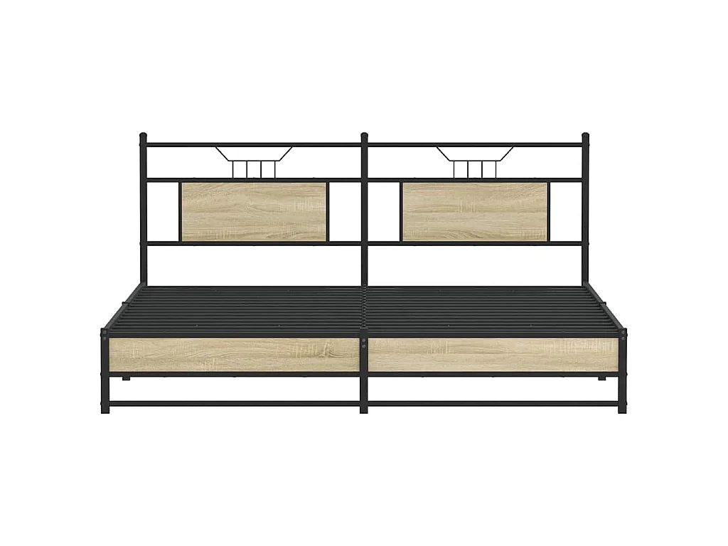 Estructura de cama de madera de ingeniería roble para dormitorio, 160 × 200 cm