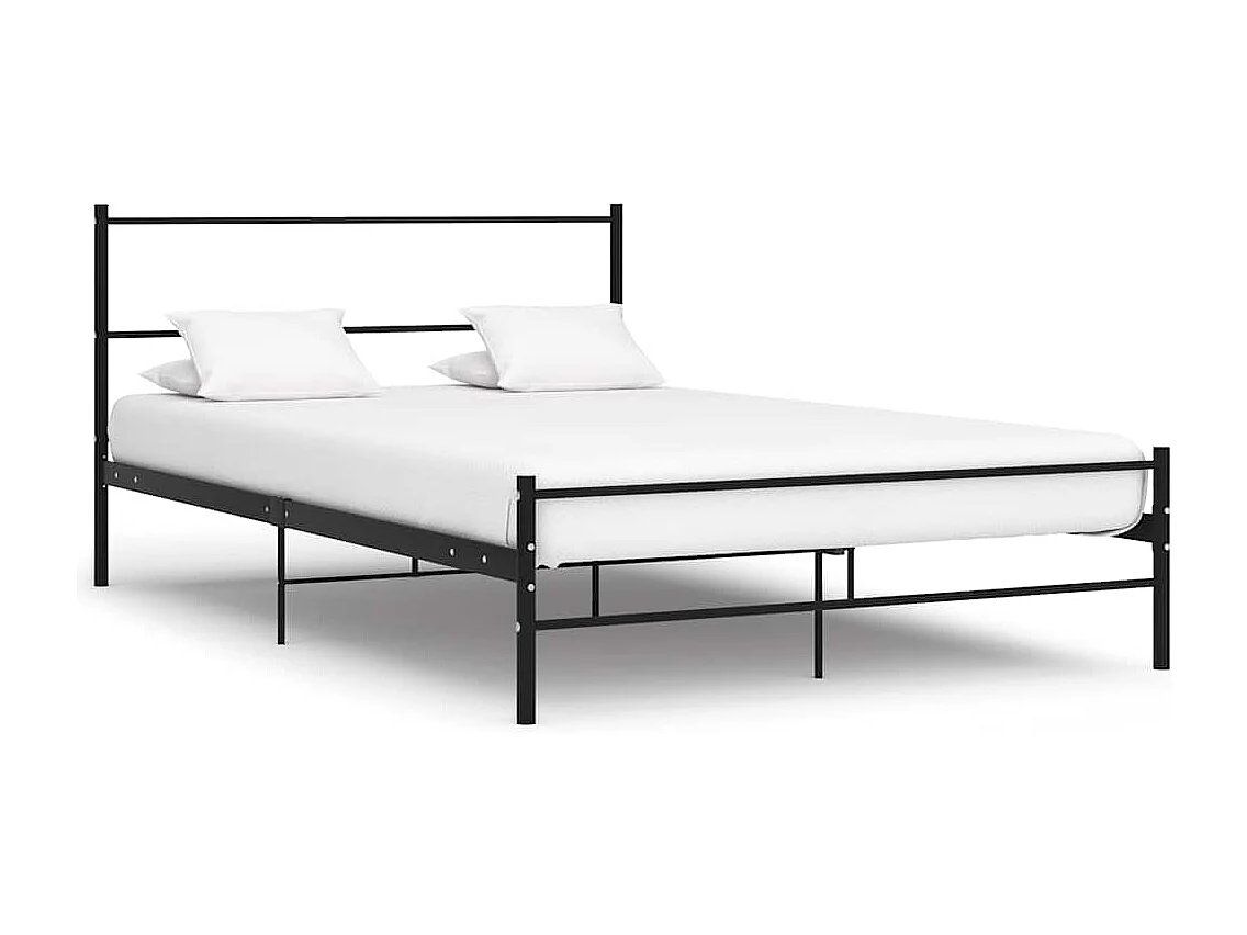 Cadre de lit avec tête de lit sans matelas noir 160x200cm métal
