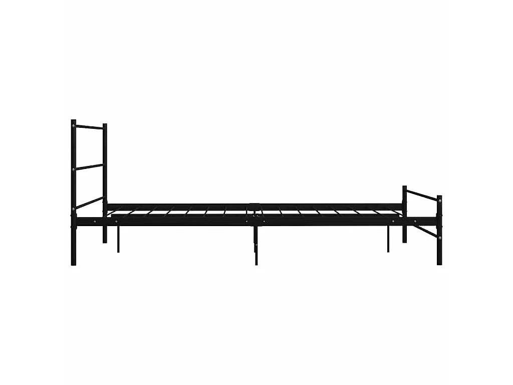Estructura de cama con cabecero, sin colchón, de metal negro, para dormitorio, 160 × 200 cm