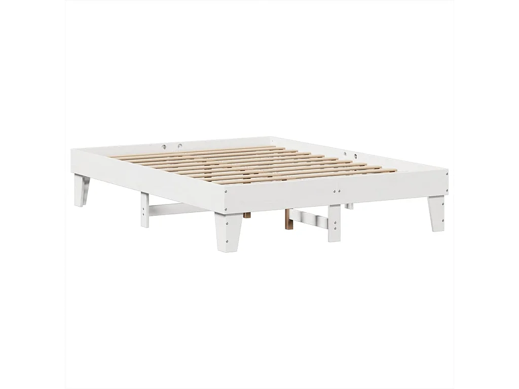 Cadre de lit sans matelas blanc 140x190 cm bois de pin massif