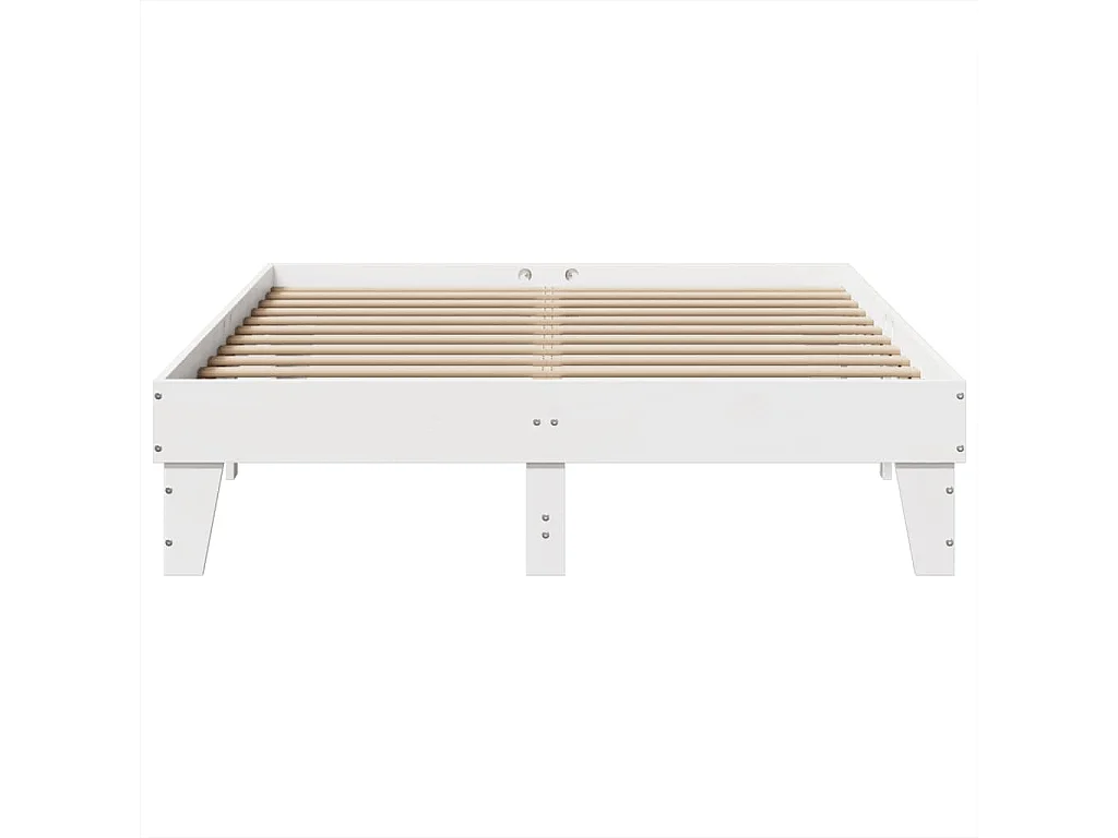 Cadre de lit sans matelas blanc 140 x 190 cm bois massif de pin