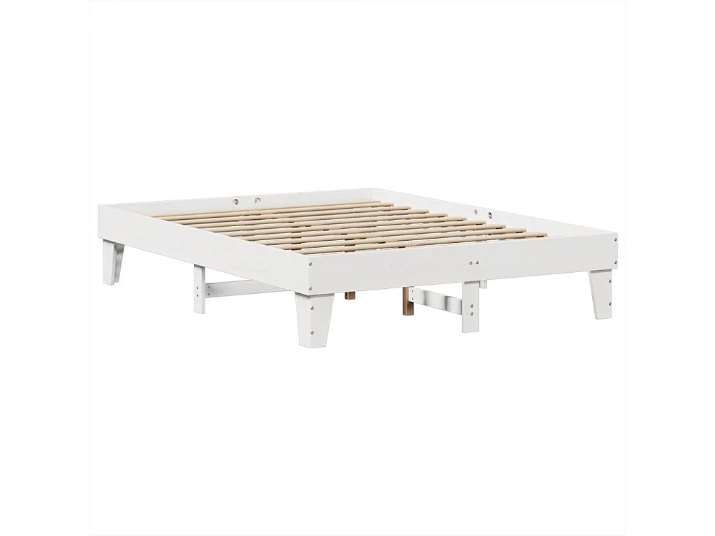 Cadre de lit sans matelas blanc 140 x 190 cm bois massif de pin