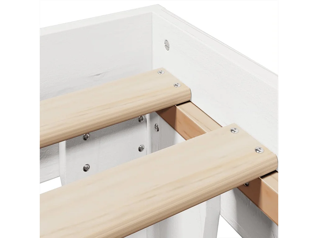 Cadre de lit sans matelas blanc 140 x 190 cm bois massif de pin