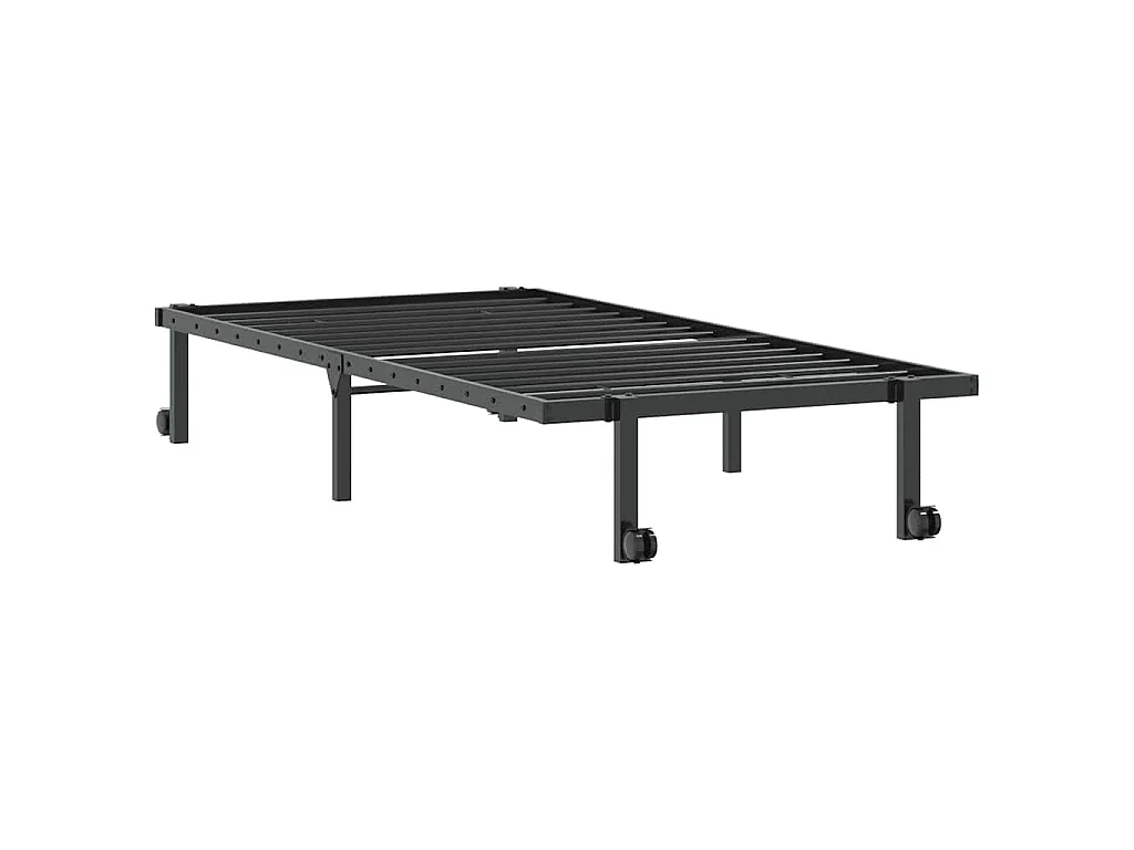 Estructura de cama sin colchón plegable negro de acero, para dormitorio, 90 × 190 cm