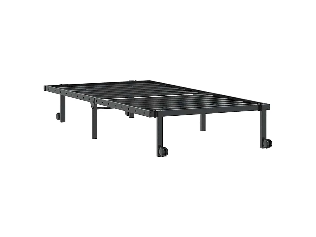 Estructura de cama sin colchón plegable negro de acero, para dormitorio, 90 × 190 cm
