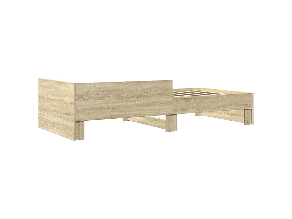 Estructura de cama sin colchón de madera de roble para dormitorio, 90 × 200 cm