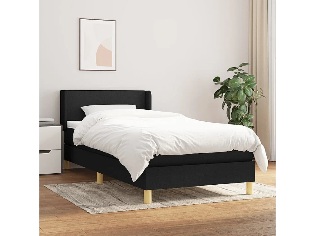 Sommier à lattes de lit avec matelas Noir 90x190 cm Tissu