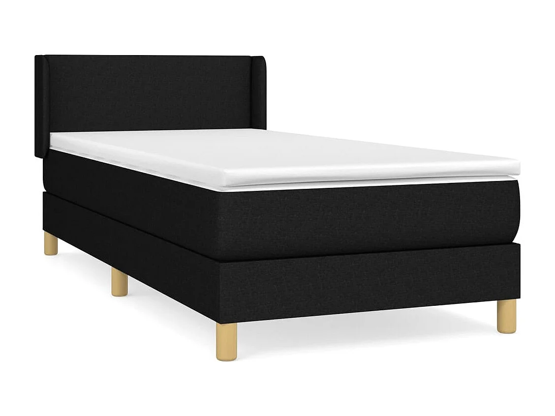 Sommier à lattes de lit avec matelas Noir 90x190 cm Tissu