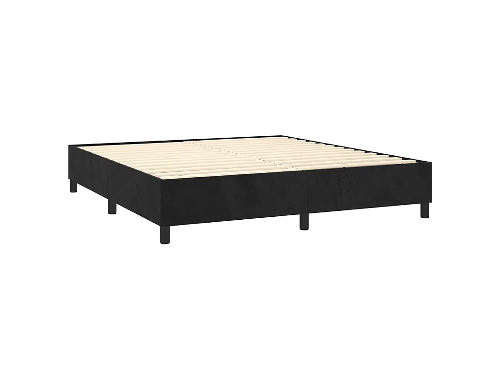 Estructura de cama con somier de terciopelo negro para dormitorio, 180 × 200 cm