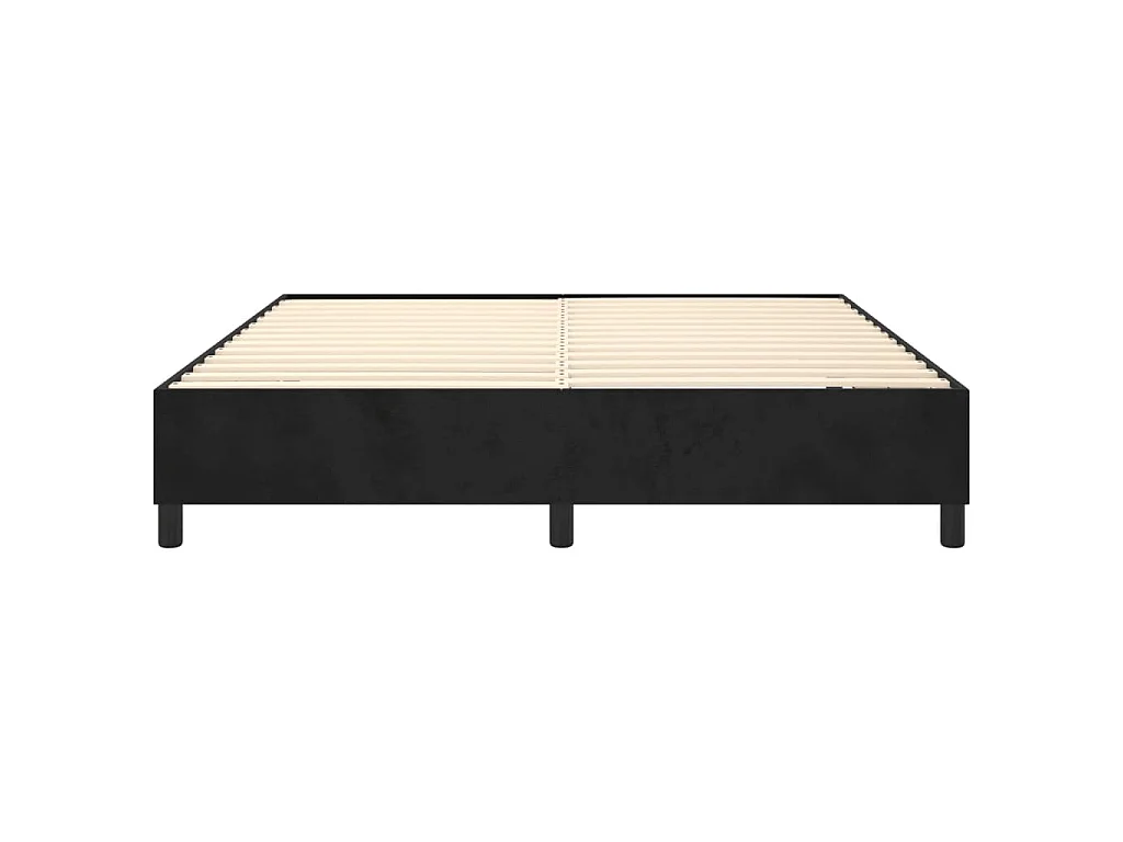 Estructura de cama con somier de terciopelo negro para dormitorio, 180 × 200 cm