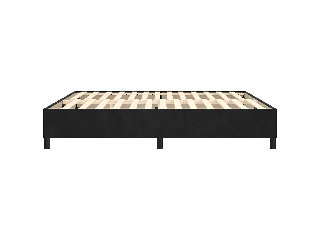 Estructura de cama con somier de terciopelo negro para dormitorio, 180 × 200 cm