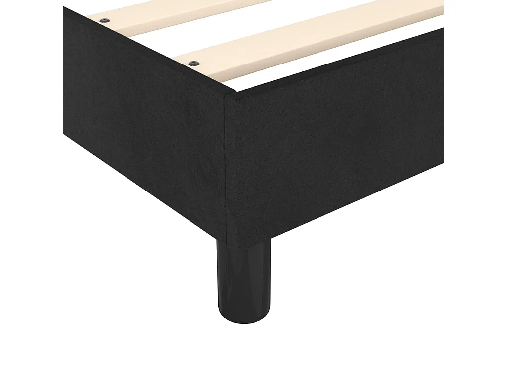Estructura de cama con somier de terciopelo negro para dormitorio, 180 × 200 cm