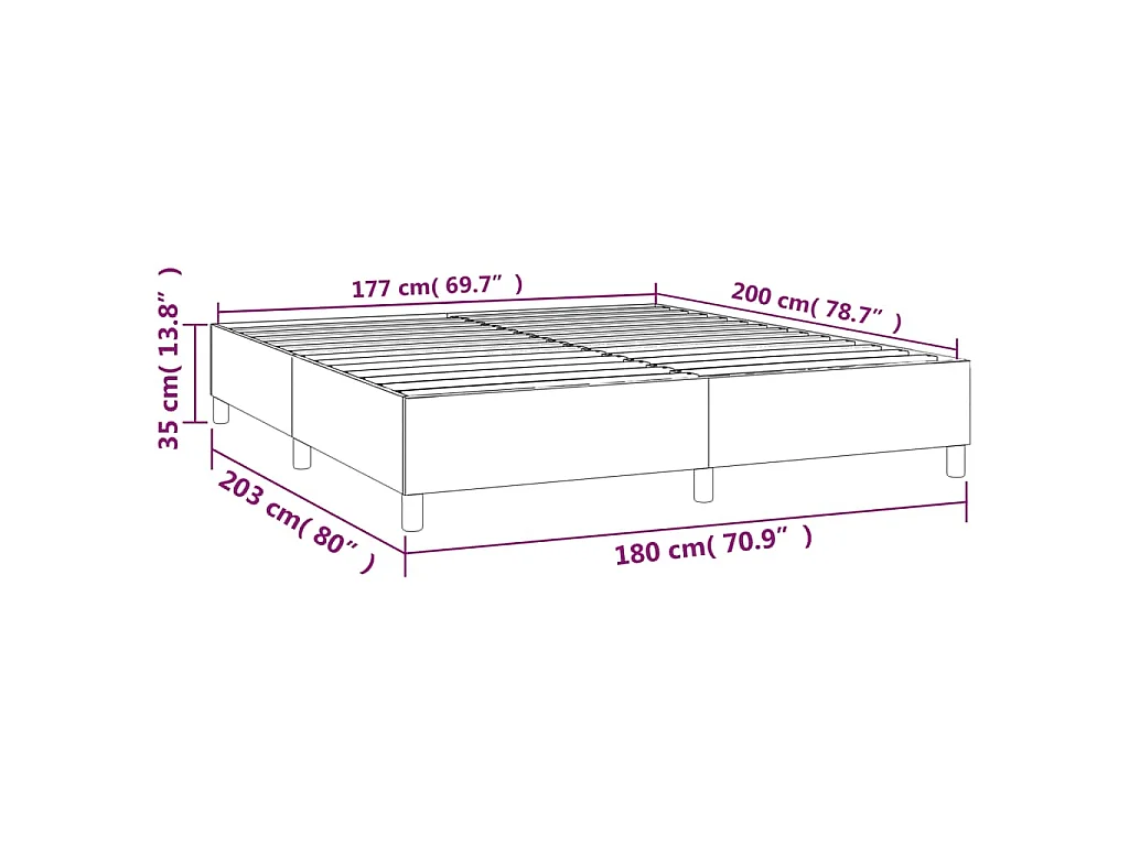 Estructura de cama con somier de terciopelo negro para dormitorio, 180 × 200 cm