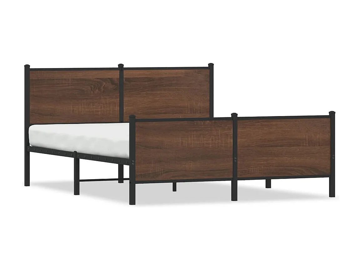Cadre de lit en métal sans matelas chêne marron 140x190 cm