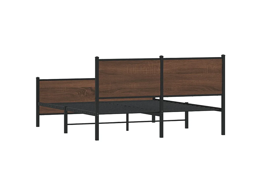 Cadre de lit en métal sans matelas chêne marron 140 x 190 cm
