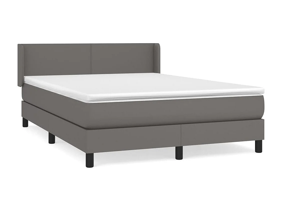 Sommier à lattes de lit avec matelas Gris 140x190 cm Similicuir