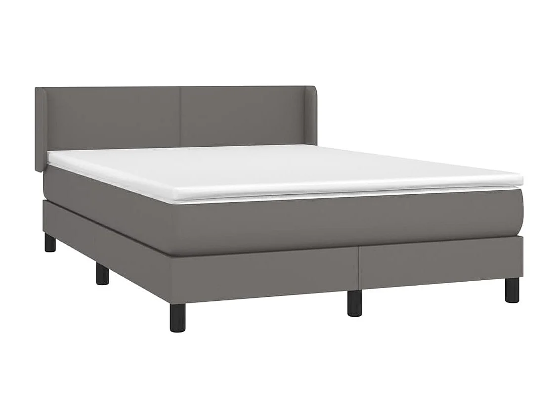 Sommier à lattes de lit avec matelas Gris 140x190 cm Similicuir