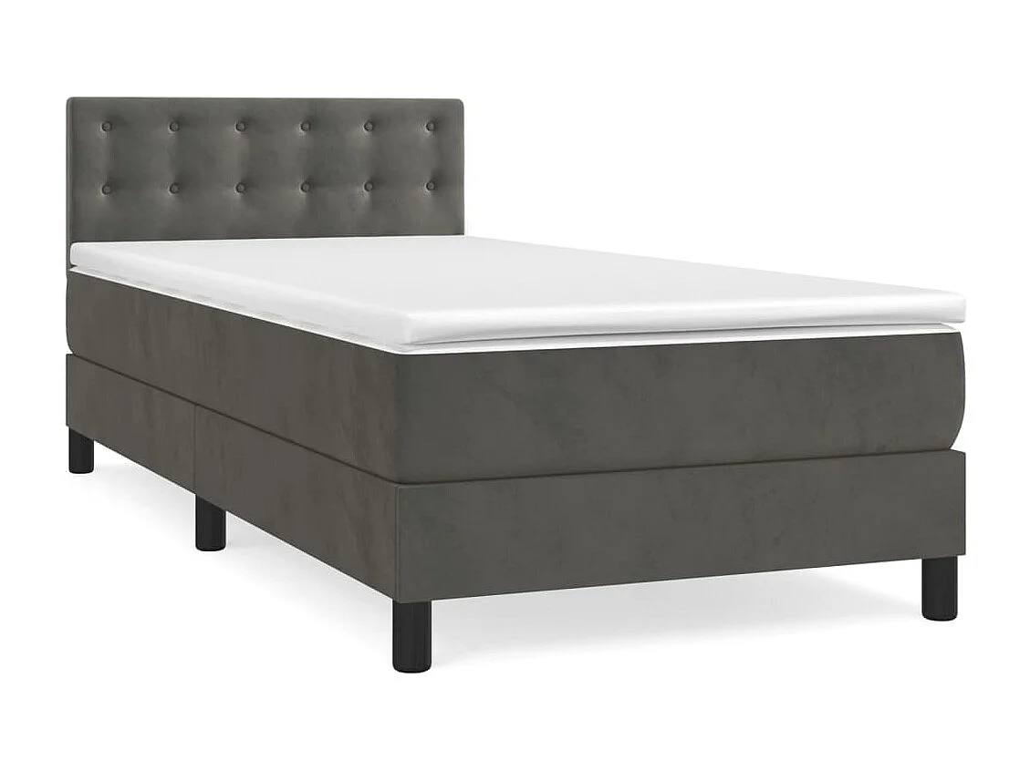 Sommier à lattes de lit et matelas Gris foncé 90x190 cm Velours