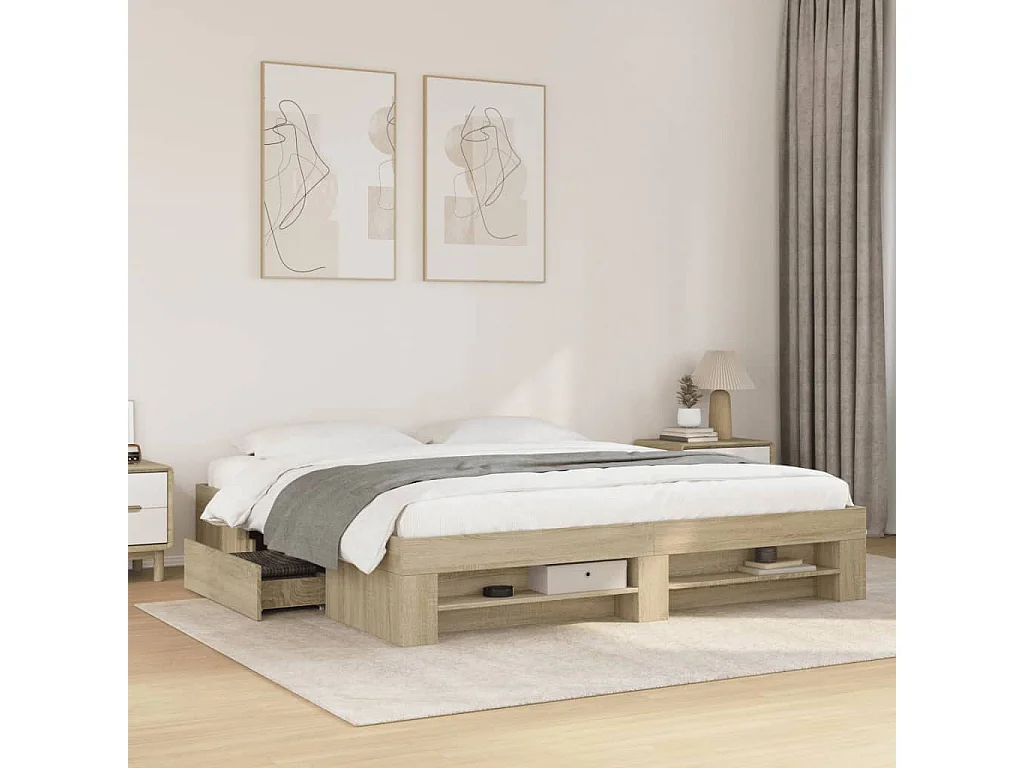 Cadre de lit sans matelas chêne  180x200 cm
