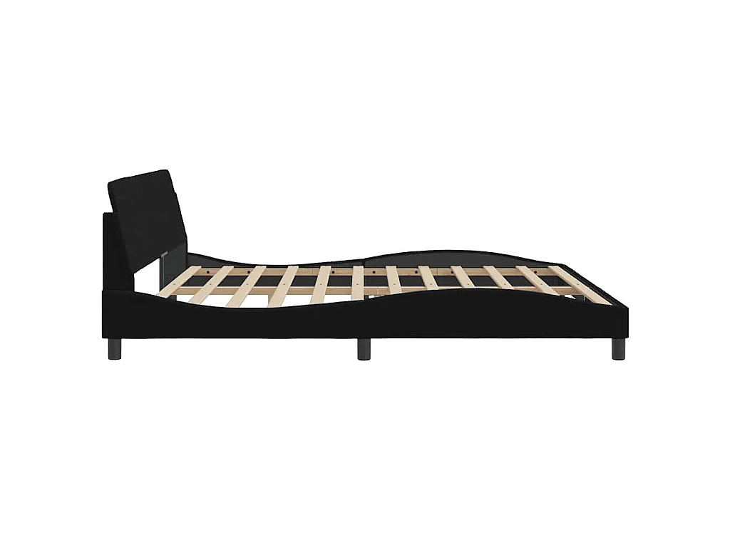 Estructura de cama Dover de terciopelo negro, 200 × 200 cm