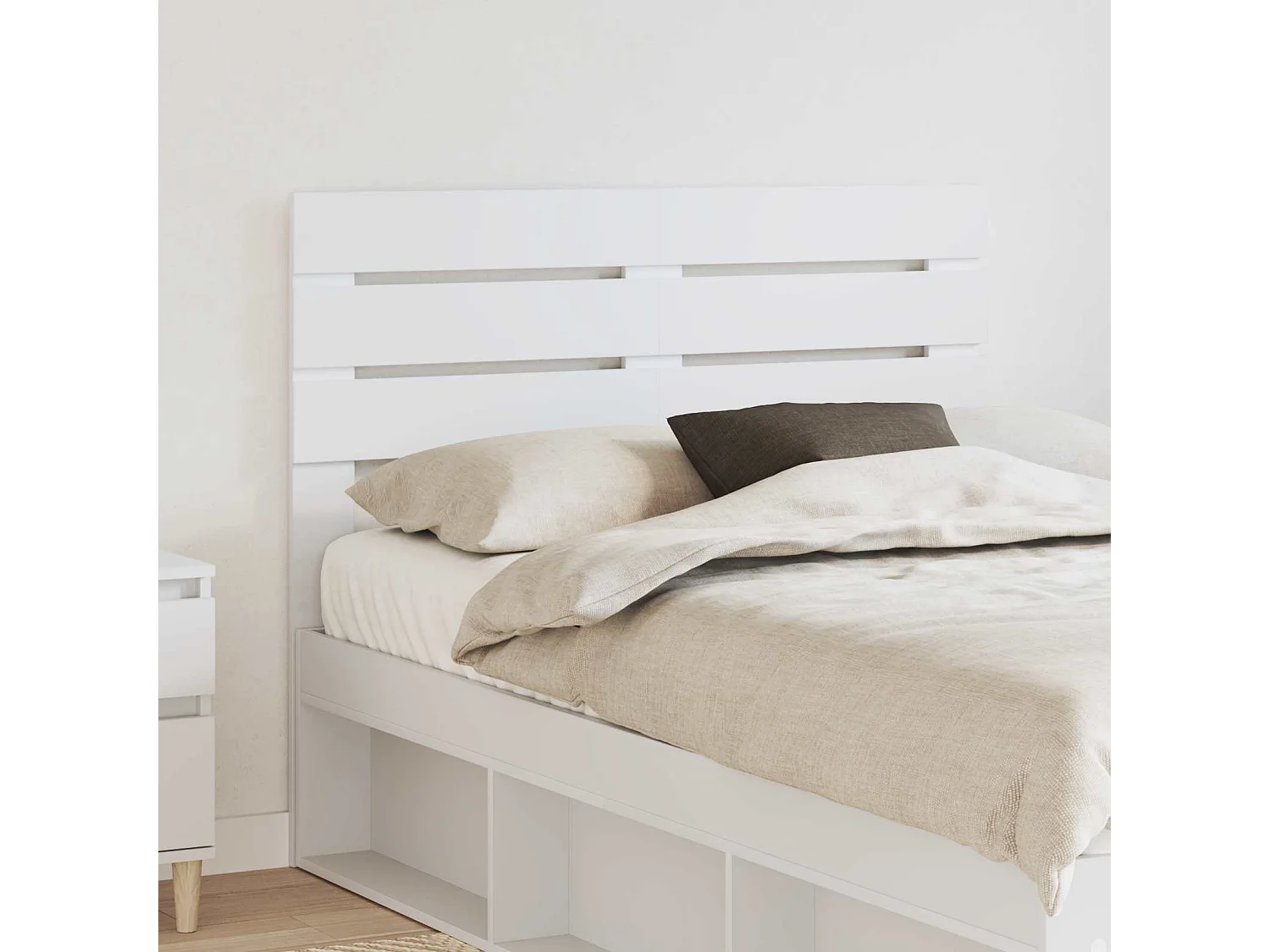 Tête de lit Blanc Bois d'ingénierie