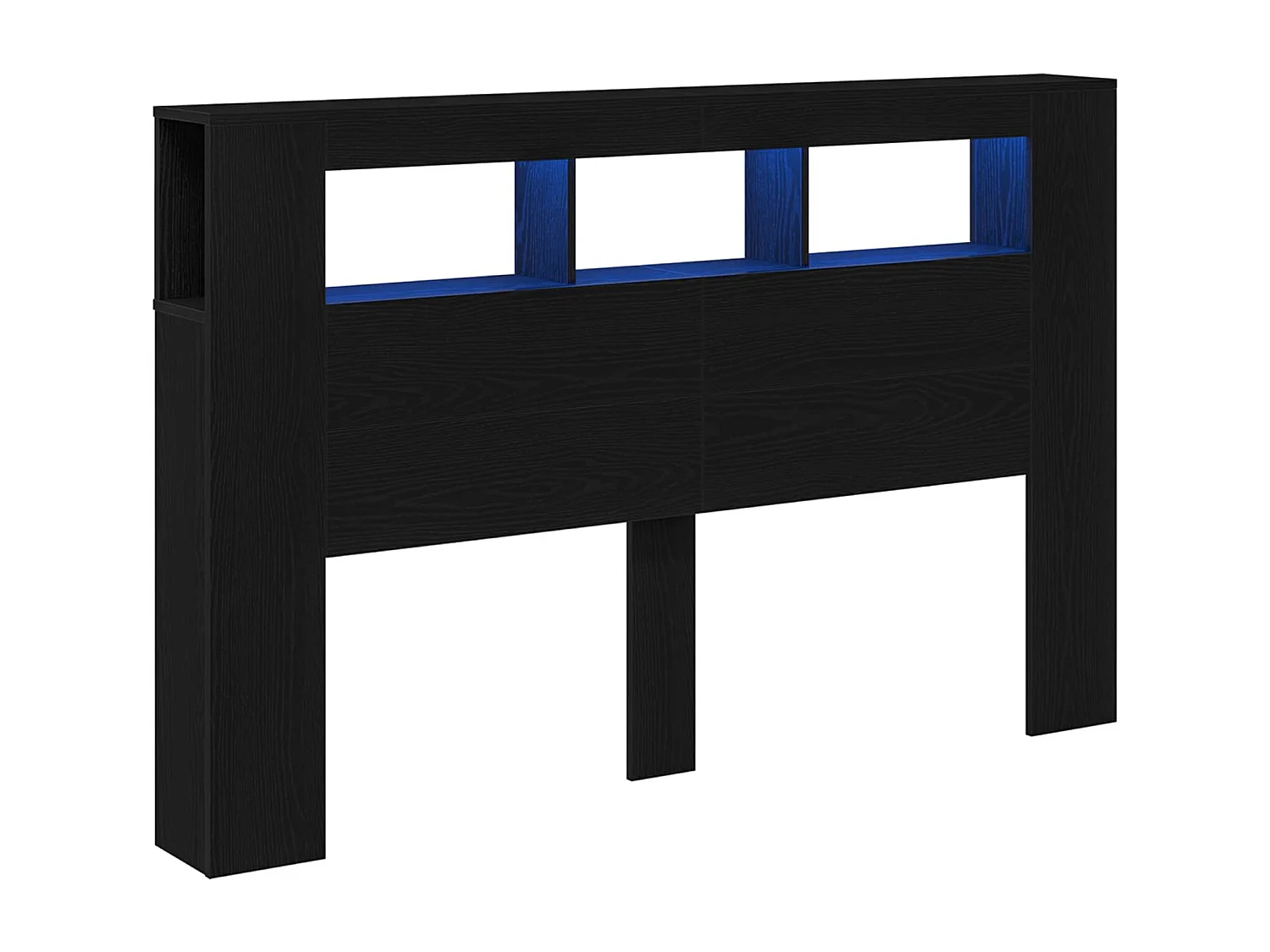 Tête de lit LED avec étagère Chêne noir 160 x 18,5 x 103,5 cm