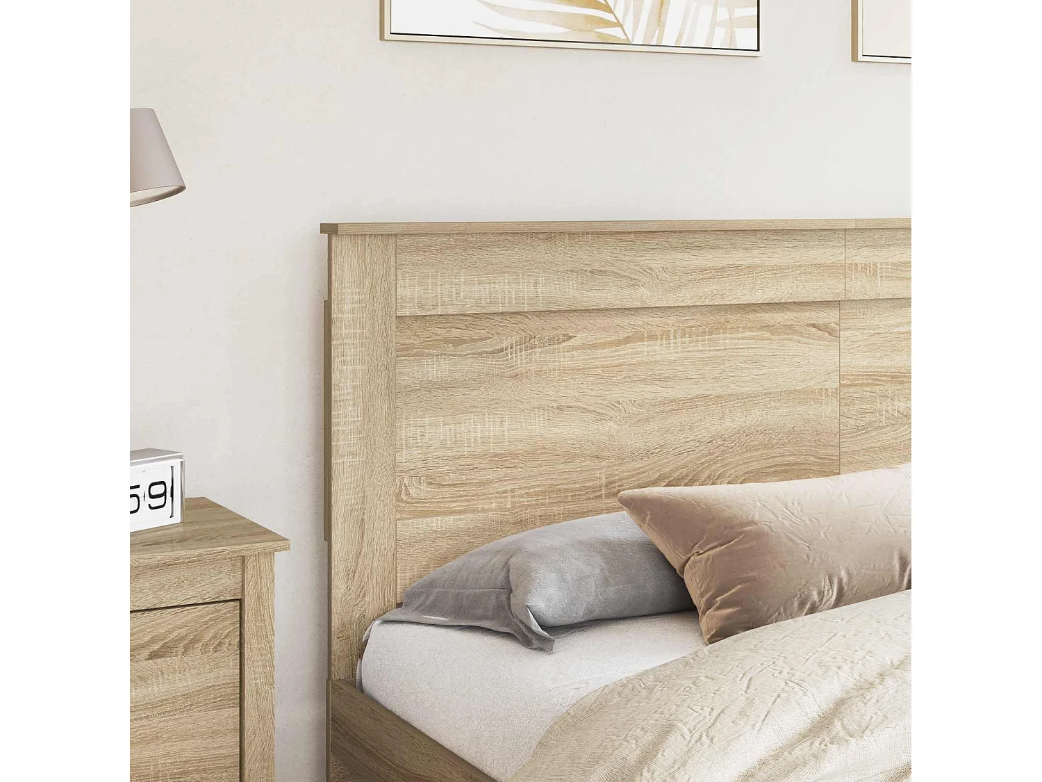 Tête de lit chêne en panneau de bois pour la chambre