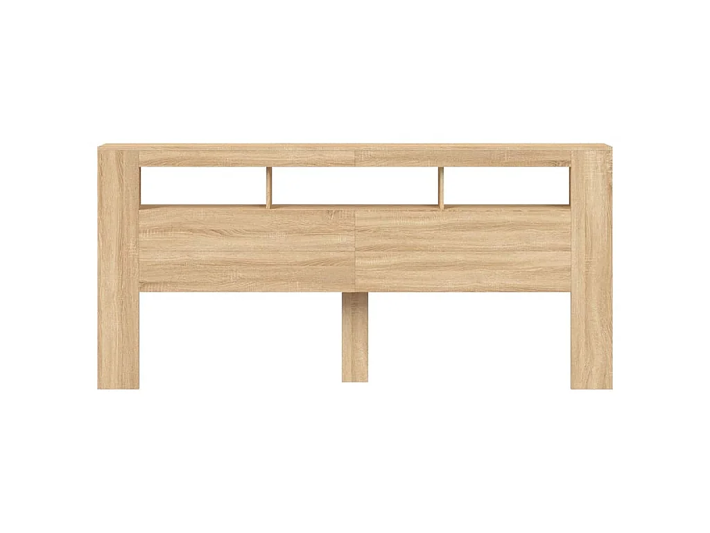 Cabecero LED de madera de ingeniería, roble, para dormitorio, 220 × 18,5 × 103,5 cm