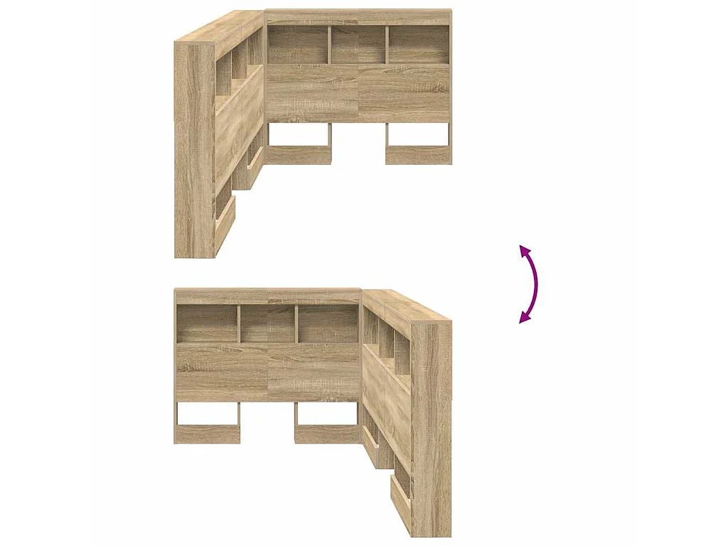 Cabecero con almacenamiento de tablero de madera roble