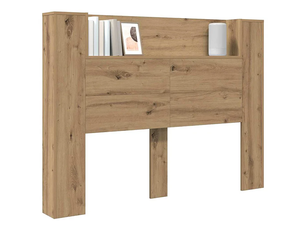Tête de lit de rangement avec LED chêne artisanal