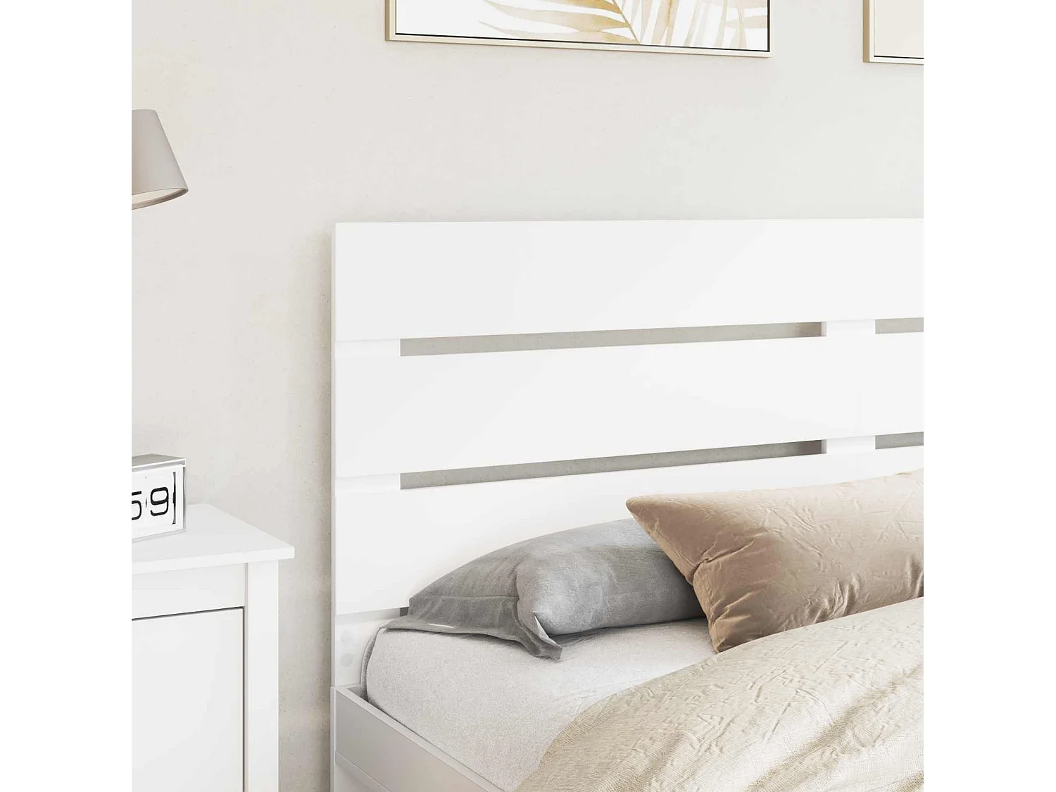 Tête de lit Blanc Bois d'ingénierie