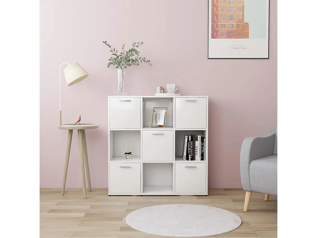 Bibliothèque Blanc 90x30x90 cm Bois d’ingénierie