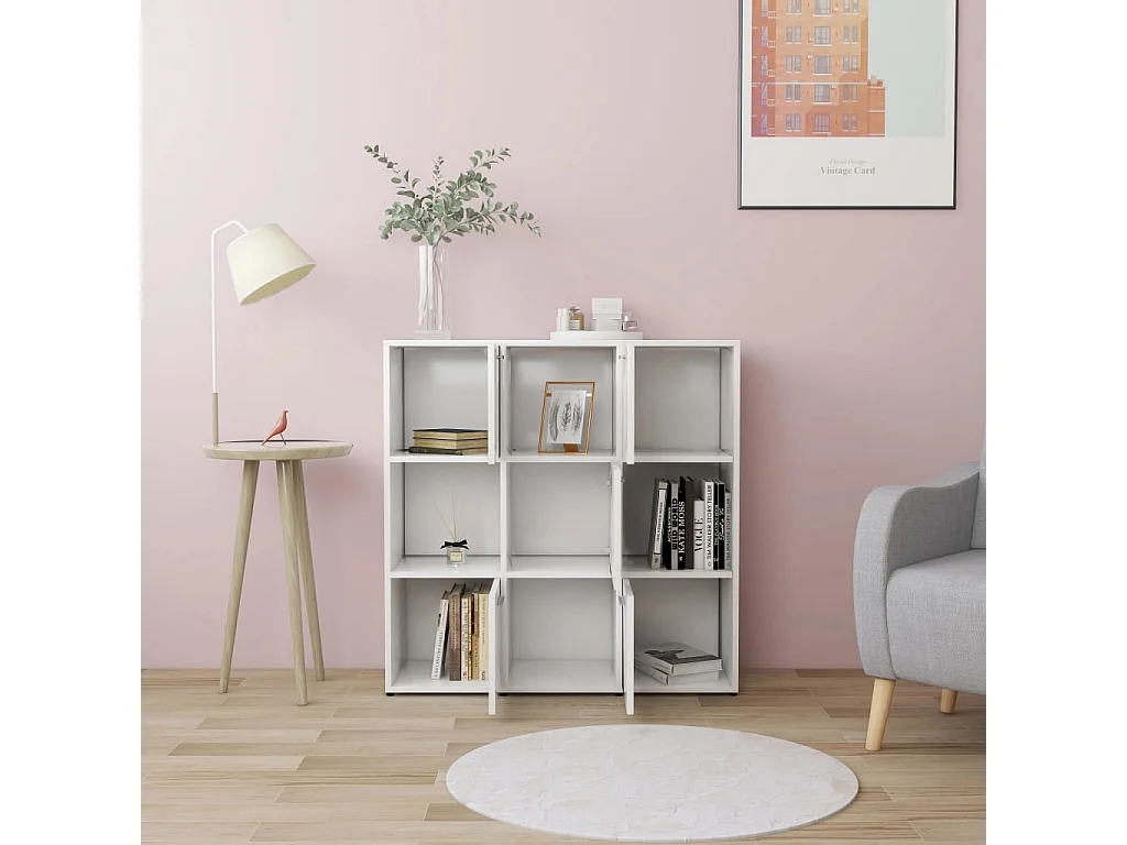 Bibliothèque Blanc 90x30x90 cm Bois d’ingénierie
