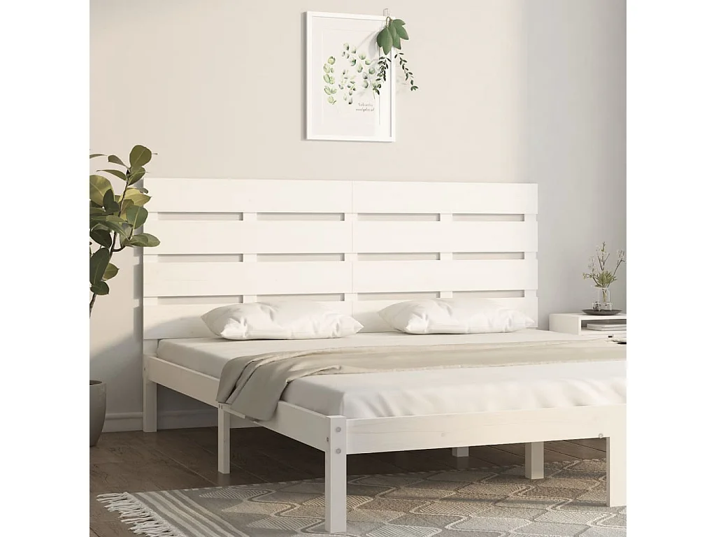 Tête de lit Blanc 140x3x80 cm Bois massif de pin