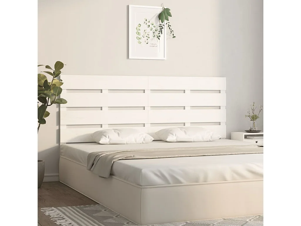 Tête de lit Blanc 140x3x80 cm Bois massif de pin