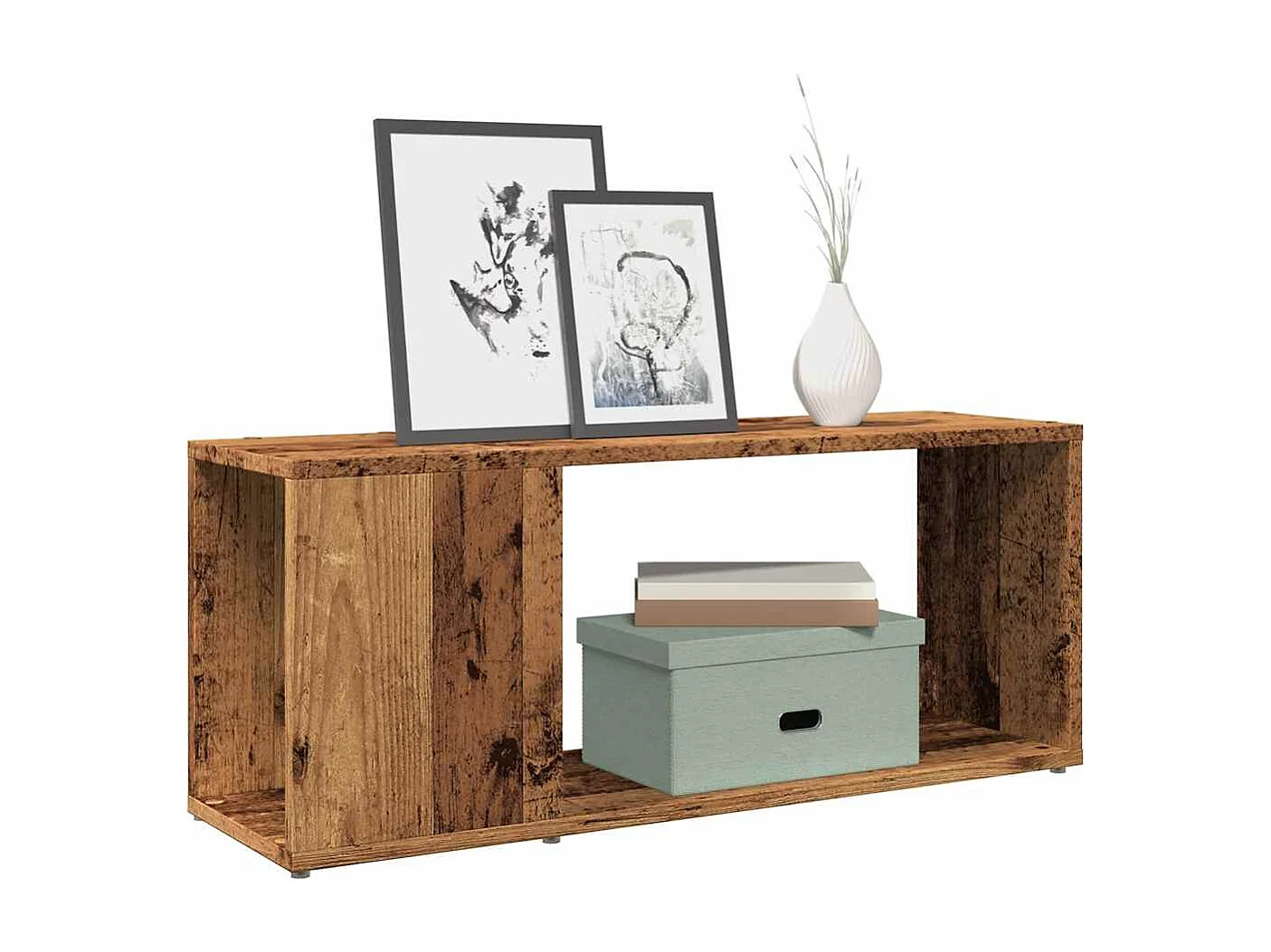 Mueble de TV madera de ingeniería envejecida 80x24x32 cm
