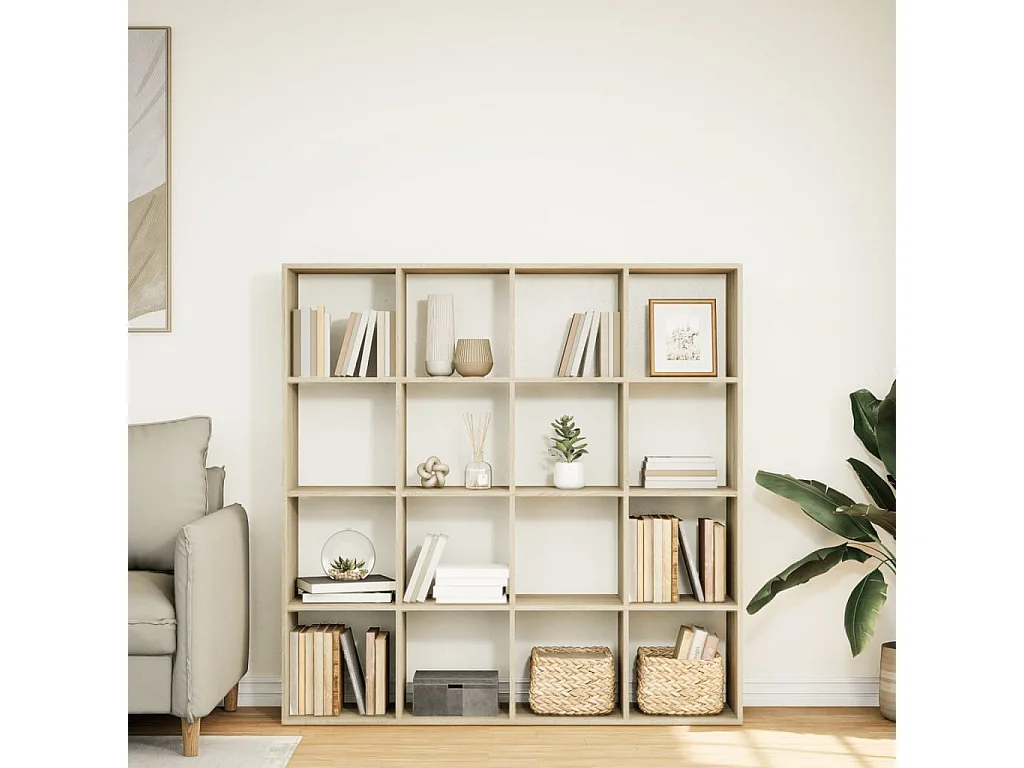 Estantería de tablero de madera roble 137,5 × 29 × 137,5 cm