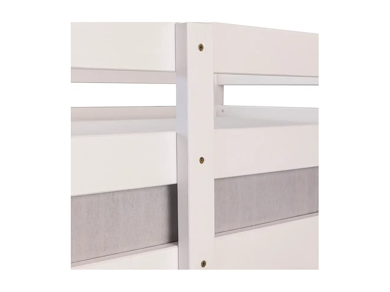 Lit superposé en bois massif avec 2 sommiers à lattes, coloris blanc - Longueur 209 x Profondeur 153 x Hauteur 144 cm