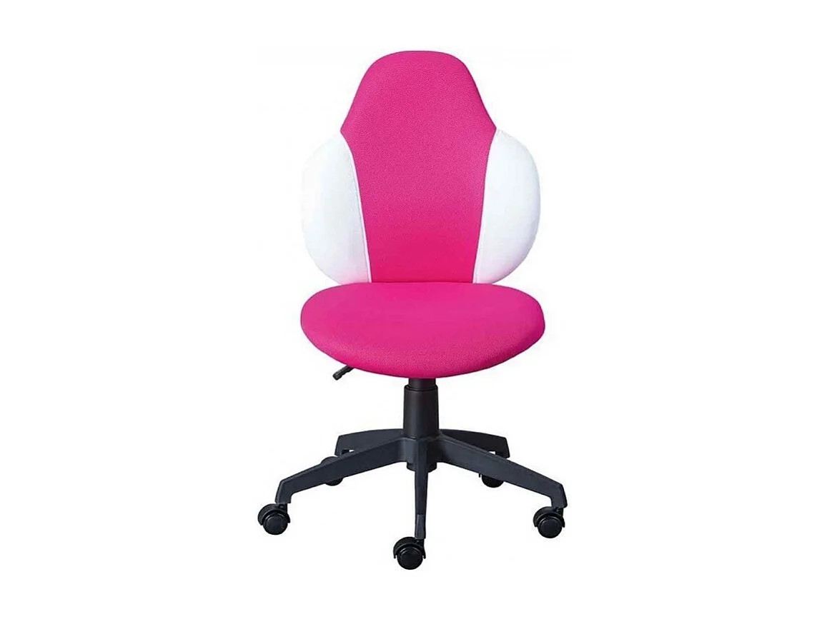 Chaise de Bureau Enfant Pivotante à Roulettes avec assise rembourrée, coloris Framboise / blanc - Longueur 52 x Profondeur 56 x Hauteur 103,5 cm