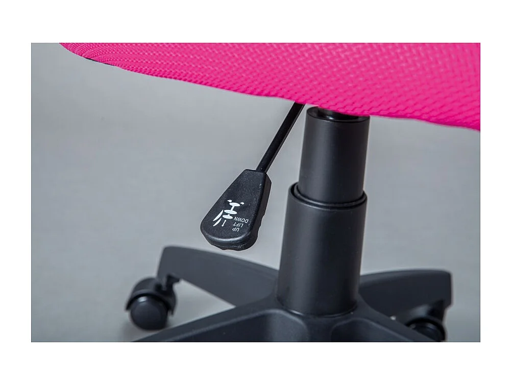 Chaise de Bureau Enfant Pivotante à Roulettes avec assise rembourrée, coloris Framboise / blanc - Longueur 52 x Profondeur 56 x Hauteur 103,5 cm